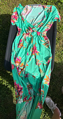 Michelle Mae Women’s Green Multicolor Floral V-Neck Short Sleeve Maxi Dress