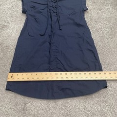 J.Crew Lace Up Shift Dress Womens Petite Small Navy Blue Cotton Casual Classic
