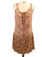 Sweet Garden Party !! Perfect Anna Sui Silk Sleeve less Dress lined sz 8
