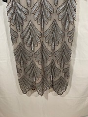 NEW Pisarro Nights [size 10 ] Beaded Fan Sheath Dress in Silver Grey #G435