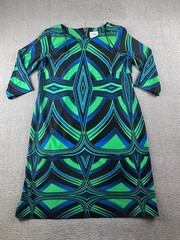 J. Taylor Dress Women 16 Multi Color Geometric 3/4 Sleeve Sheath Artistic Formal