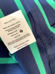 BNWT Woolovers Tshirt Dress L NEW tie waist cotton stripe navy green belted