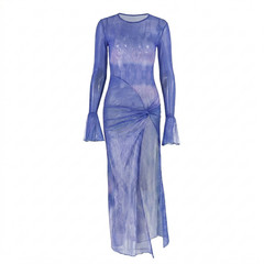 Ethereal Mesh Marble Maxi Dress