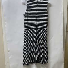 Liz Claiborne Black White Striped V-Neck Sleeveless Fit & Flare Knee 12