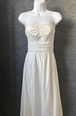 Billy J Long Maxi Strapless Chiffon Lined Sheer Dress Size 8 Cream White