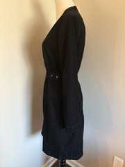 G Star Raw Black Corduroy Wrap Dress Pockets Long Sleeve Lined Fit Flare Small