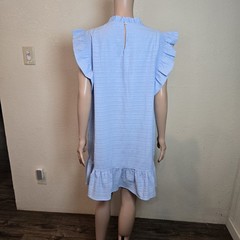 JODIFL Blue Embroidered Dress Large Sleeveless Boho Shift Tunic