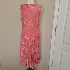 Vintage Y2K Silk Blend Floral Midi Dress Sz L XL Ruffle Hem Pink Fairy Feminine