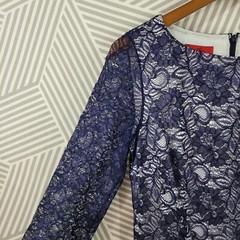 JCLS Collection size 6 Lace Dress Stretch cocktail Lined party Navy Blue
