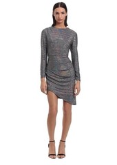 🖤 Donna Morgan Glitter Knit Bodycon Dress – Long Sleeve, Ruched, Size 4