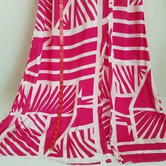Elan Fuchsia Pink White Sleeveless Maxi Dress MEDIUM Sheer Spaghetti Straps NWT