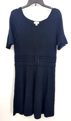 Maison Jules Dress Womens Large Black Sheath Scoop Neck Lace Up Waist Minimalist