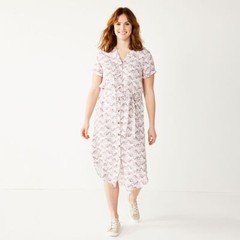 Sonoma Goods For Life Button Front Midi Shirt Dress (New W/Tags)(Retails $44.00)