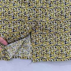 Just Female L Dove Black Yellow Floral Puff Sleeve V-neck Cotton Midi Dress