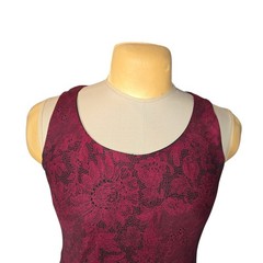 Positive Attitude Burgundy Black Floral Lace Maxi Dress Medium Vtg Gothic Vampy