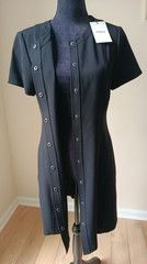 NWT Theory Easy Snap Open Front Shift MiniDress in Black Size M Short Sleeve