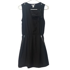 bar III Black Dress Sleeveless Zipper Accents Elastic Waist Size S Punk Chic