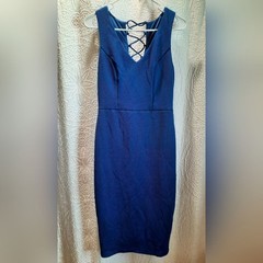 Premier Amour Dress Womans 4 Blue Sleeveless Sheath Bodycon Formal Party