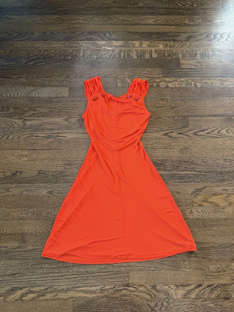 versace 2000s neon orange medusa heads mini dress women’s XS