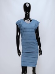 Womens ICEBREAKER Cool Lite Merino Wool Blend Blue Striped Shift Dress Size XS