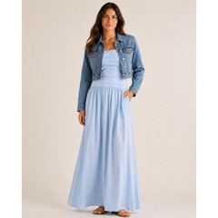 Universal Thread Light Blue Strapless Smocked Back Maxi Dress Size L
