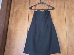Pasameters Black Strapless Mid Length Dress With Wide Waistband Pockets. Size 8