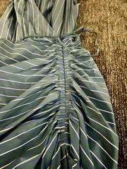 Veronica Beard Teagan Ruched Striped Midi Dress Blue, Green And White Size 6