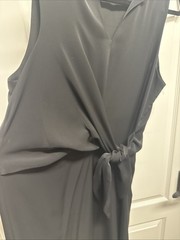 Jade Melody Tam Women&rsquo;s Black Tie Front Flattering Shift Dress Sz L NWOT
