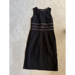 Lauren Ralph Lauren Black Sheath Dress Leather Trim Womens 4 Sleeveless