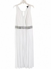 R&M Richards White Dress Beaded Halter Keyhole Cut Out A-Line Gown Size 20
