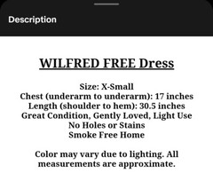 WILFRED FREE Mini Shift Dress Aritzia Teigen Black Short Sleeve Womens XS