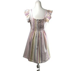 Altar&rsquo;d State Size Medium Pastel Stripe Cotton Babydoll Mini Dress Cottagecore