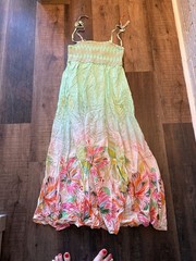 Cupshe Floral Smocked Tie Strap Maxi Beach Dress