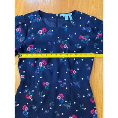 Draper James Navy Floral Polka Dot Short Sleeve Shift Size 4 Interview Dress