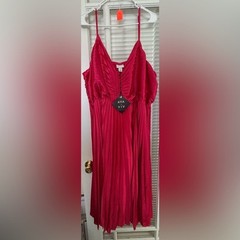 Ava & Viv Hot Pink Pleated Dress-size 3x