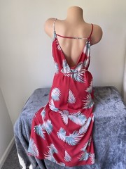 Forever 21 Tropical Palm Print Open Back Maxi Dress Resort Cruise Vacation L Fun