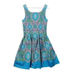 Talbots Womens Preppy Coastal Retro Colorful Dress 10 Blue Paisley Pockets Belt