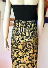 Exotic BLACK & GOLD Dress Pyramid Collection Witchy L Strapless Metallic Island