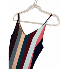 Lulu&rsquo;s Erina Multi-Stripe V-Neck Midi Dress in Pink, Teal, Navy & Mauve