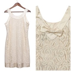 NWT Robbie Bee Lace Sheath Dress Women 12 Ivory Bridal Beach Wedding Mini