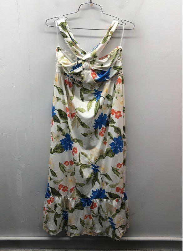 Grace Karin Women&rsquo;s White Floral Print Halter Criss Cross Neck Dress Sz S NWT