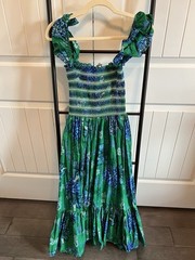 Olivaceous Green Floral Layla Midi Dress Size M