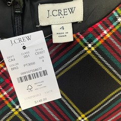 Jcrew Factory NWT Tartan plaid feather-trim mini dress pockets holiday preppy 4