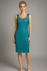 Jewel Queen SZ Large Silk Blue Sequin Dress 20s Gatsby Evening Style New Year