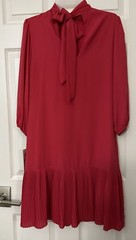 NWT $138 Nanette Lepore Pleated Tie Back Chiffon Knee Length Dress In Pink Sky 2