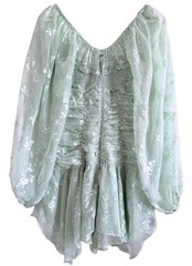 NWT For Love & Lemons Breanne Mini Dress Small Fairy Coquette Puff Sleeve Green