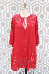 NWT Alice & Olivia Morgana Embroidered Floral Lace Dress XS $385 Brick Red