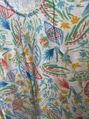 Fresh Produce Cotton Knit Dress Size 1X White Multi Ruffle Coastal Resort USA