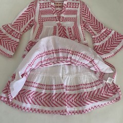 Tiered Mini Dress XS Resort Travel Boho Pink White Hippie Vacation Beach Festiva