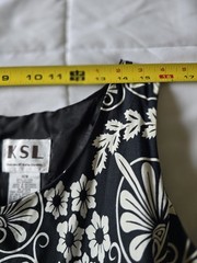 KSL Division Of Karin Stevens Vintage Floral Navy/White Belted Dress Feminine